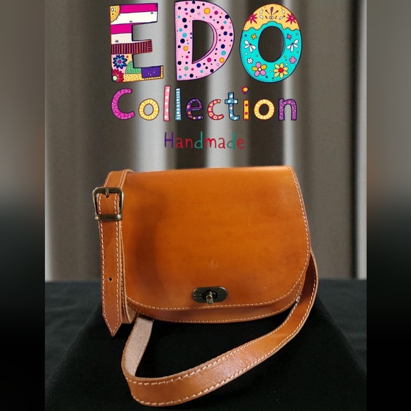 Leather Crossbody Bag in Tan By EDO COLLECTION - Picture 1 of 11